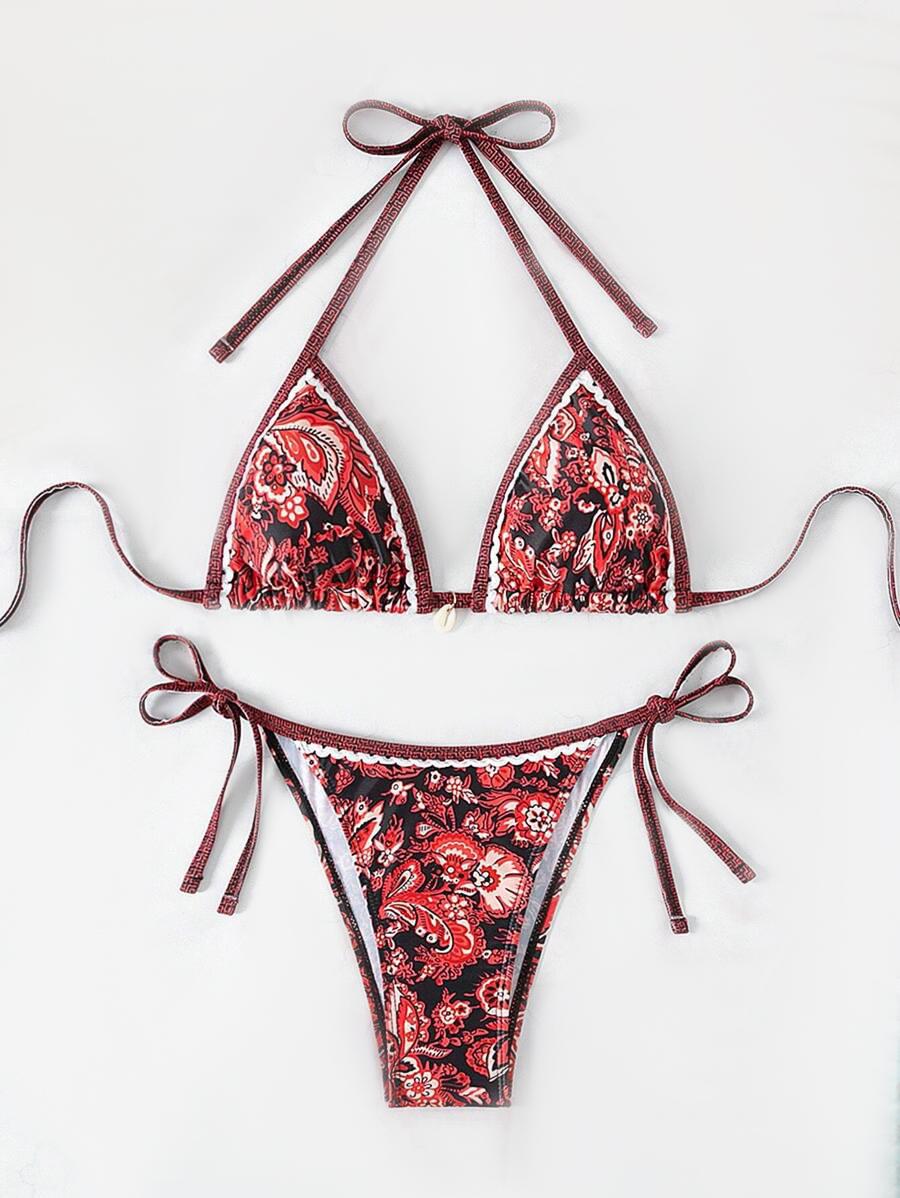 

2026 Halter String Triangle Two Piece Bikini Women Swimwear Female Swimsuit Bathers Bathing Swimming Suit Beachwear Summer L