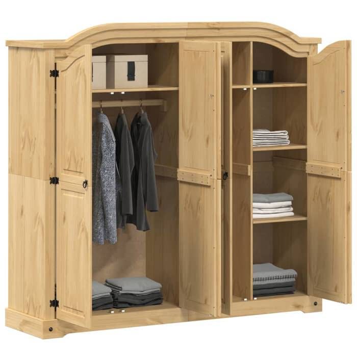 VidaXL Wardrobe Corona 194x52x186 Cm Solid Pine Wood, Storage Cabinet, Wardrobe Organizer, Closet, 4012162