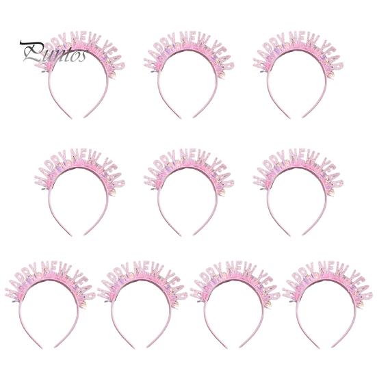 

10 шт. обруч для волос с новым годом, днем рождения, тематическая повязка на голову с блестками для взрослых и детей, универсальные аксессуары для волос для вечеринок розовый