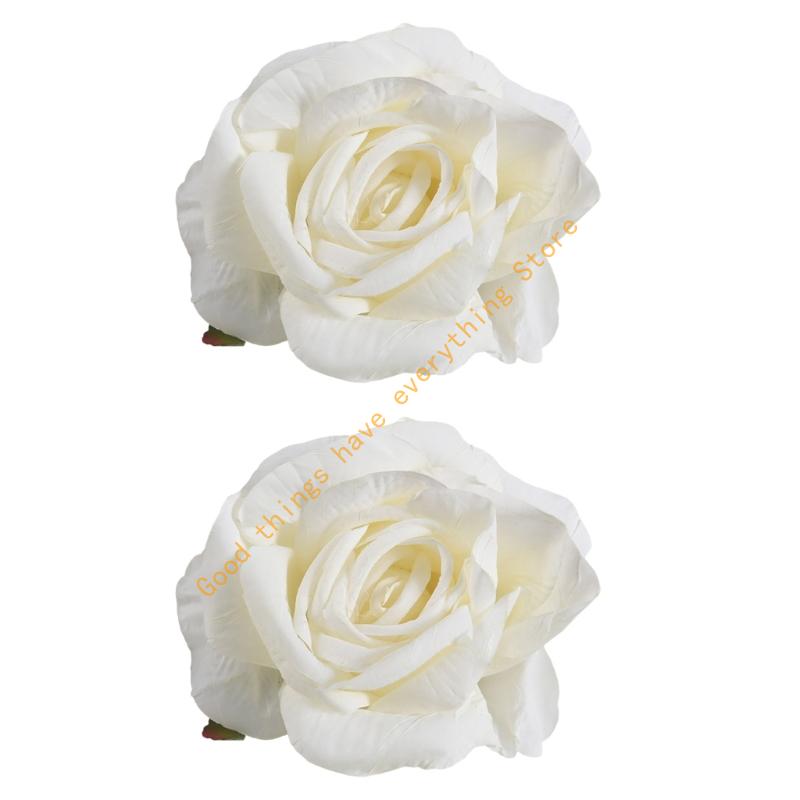 55KF 2PCs Faux Roses Curtain Tiebacks For Window Treatments Durability Polyester Fabric Decorative Clip Holders