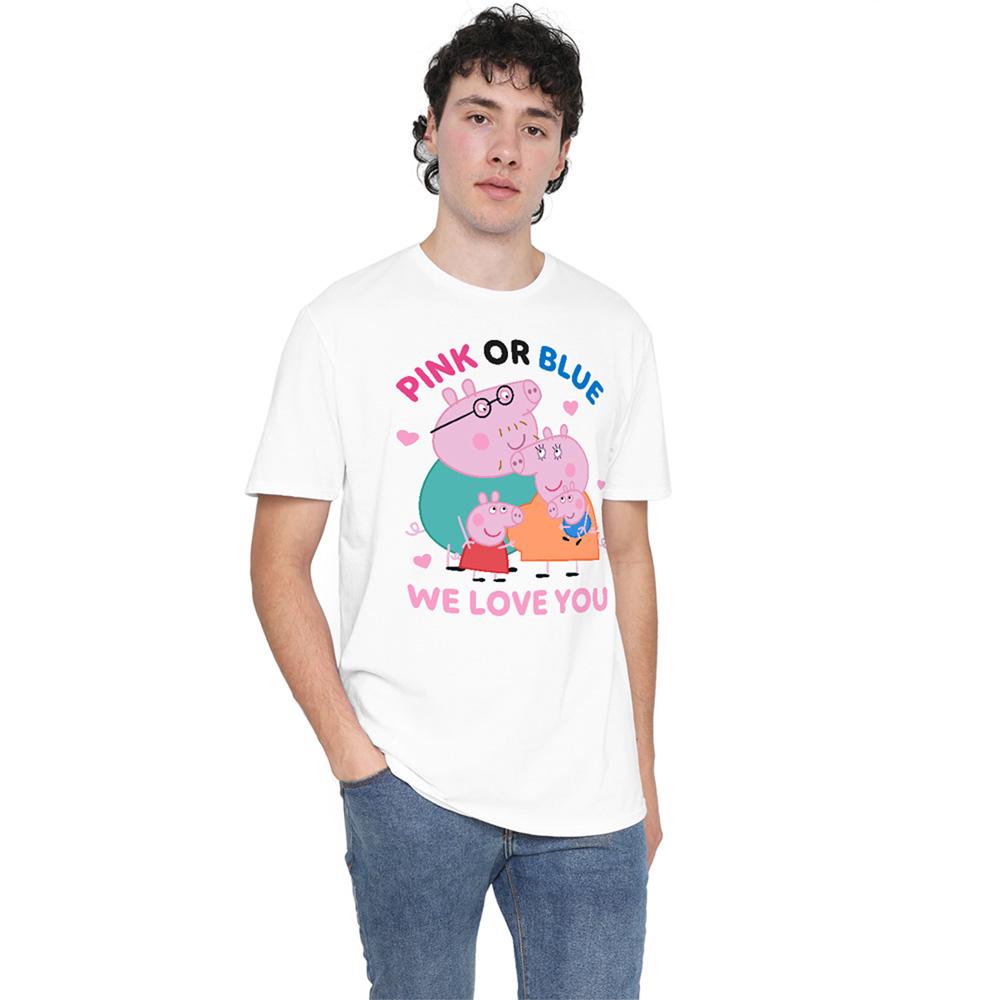 Peppa Pig Unisex Adult Pink Or Blue We Love You Family T-Shirt