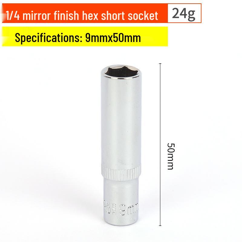 1/4" Chrom-Vanadium-Stahl Sechskant-Steckschlüsselsatz mit verlängertem Schlüssel und Sechskantkopf