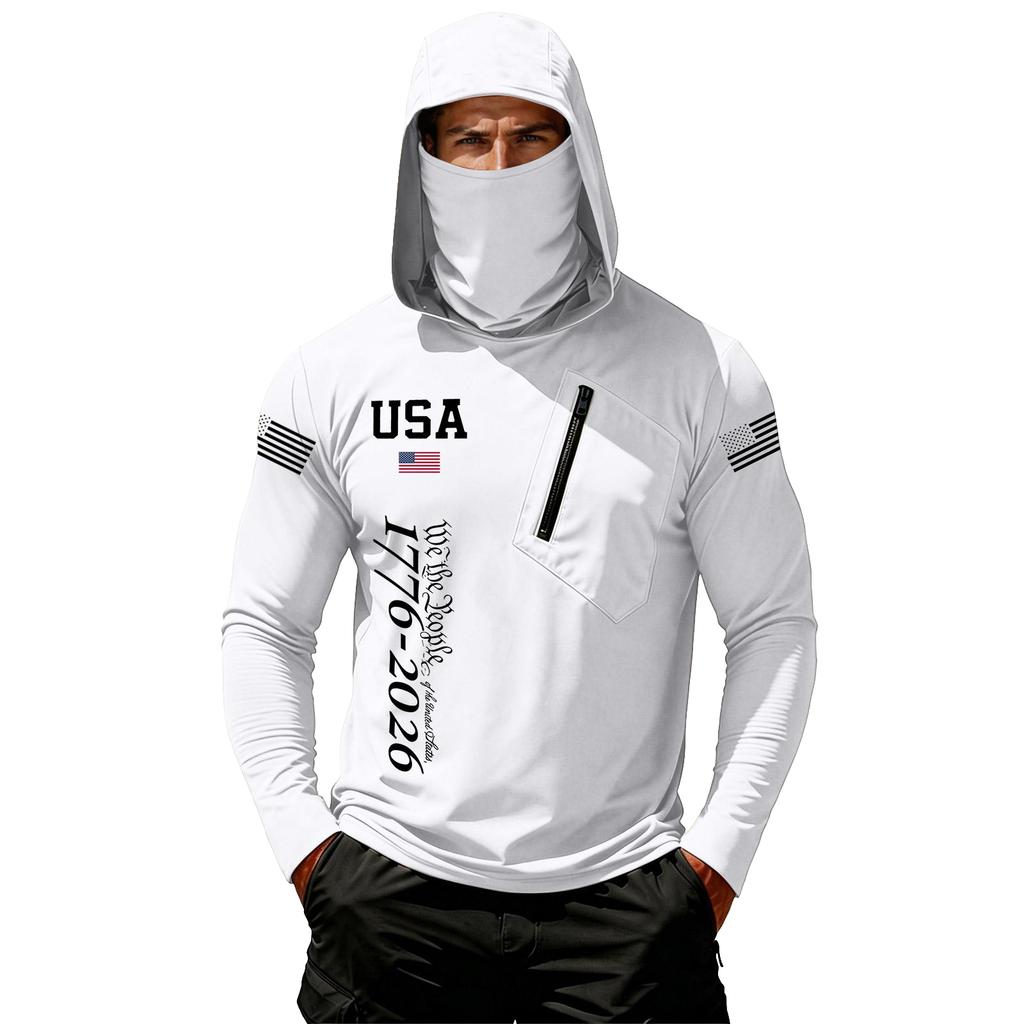 Camiseta Casual con Capucha de Manga Larga para Hombre con Protección Solar