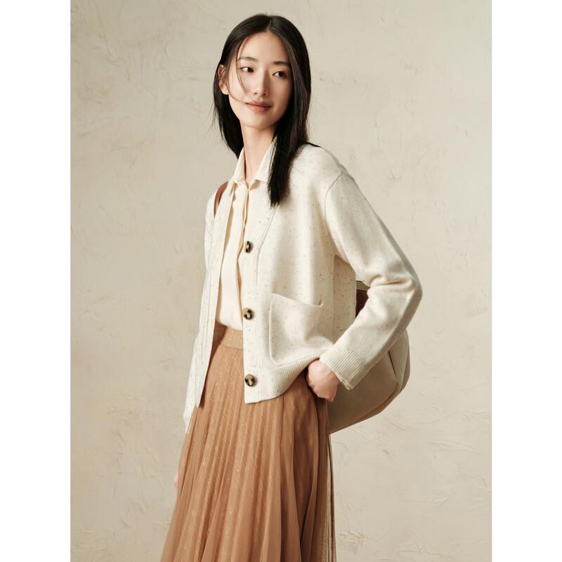 JUZUI Women's Old Money Style Wool & Cashmere Cardigan