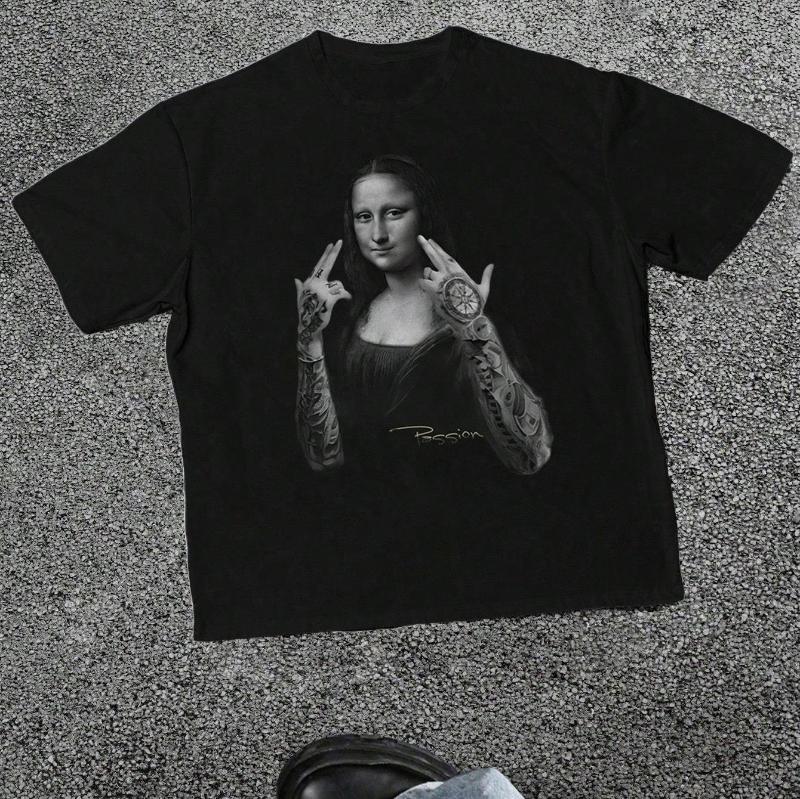 

Летние бестселлеры: Американские мужские футболки в стиле ретро-стрит с узорами - Стимулирующие татуировки Моны Лизы и принты с логотипом мира 4XL