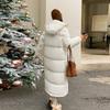 Black Down Cotton Coat Women's Long Winter Coat New Thick Cotton Jacket Chinese Opera Student Knee-high Cotton Coat Jacket