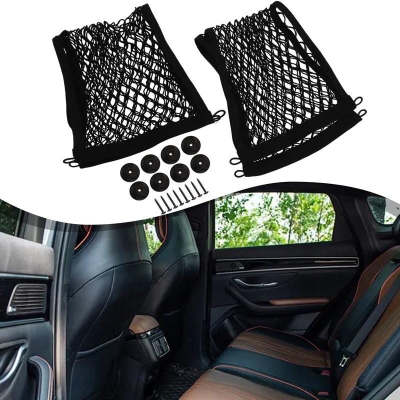 Pocket Storage Net Replacement 2pcs Accessories Black Boat Car Cargo Net Fittings Organizer With Screws 25*60CM