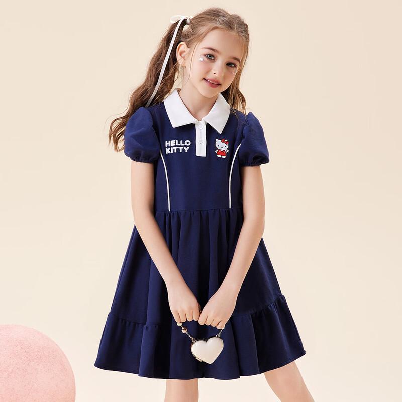 Hello Kitty Girls  Lapel Fashion Short Sleeve Dress 120
