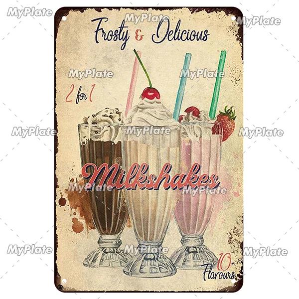 [MyPlate]Ice Coffee Metal Sign Vintage Plaque Tin Sign Kitchen Decor For Bar Sign Club Decoration Man Cave Plate Tea Poster