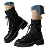 Boot For Women No Heel Fashion Breathable Casual Woman Rubber Pu Boots Fashion Comfortable Boots Shoes Zapatos De Mujer