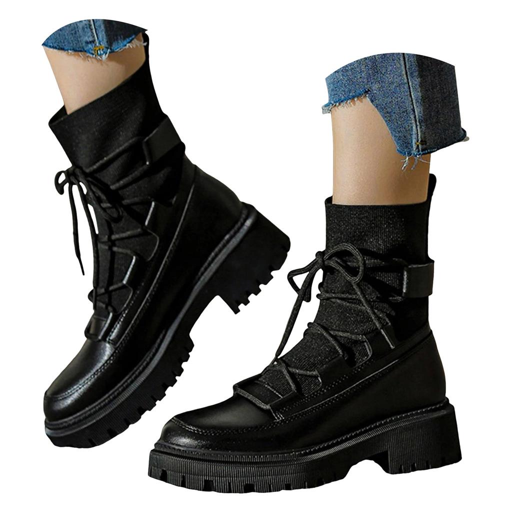 Boot For Women No Heel Fashion Breathable Casual Woman Rubber Pu Boots Fashion Comfortable Boots Shoes Zapatos De Mujer