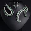 Luxury Cubic Zirconia Yellow Clear Green Red Water Drop CZ Necklace Earring Set for Women Bridal Nigeria Wedding Party Gifts