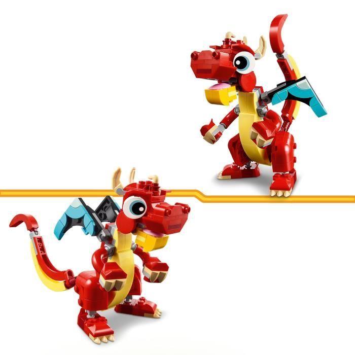 LEGO® 31145 Creator 3-in-1 De Rode Draak; Speelgoed met 3 Dierenfiguren, waaronder een Rode Draak, een Vis en een Feniks