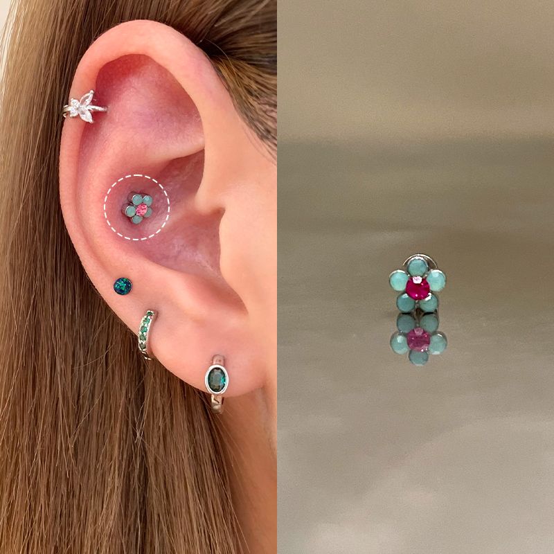 Unique Ear Bone Stud Medical Titanium Steel Ear Studs Ear-Caring Titanium Alloy Earrings Female Small Earrings Ear Bone Ring Circle Ear Ear Bone Pin