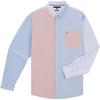 Cotton Oxford Casual Commuter Color Block Striped Loose Long Sleeve Shirt Men Shirts MW0MW40576