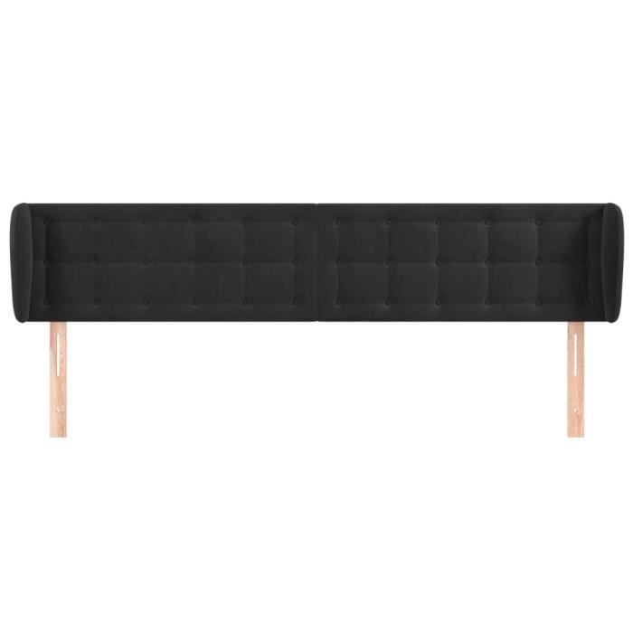 VidaXL Tête de lit avec oreilles Noir 183x23x78-88 cm Velours3117640