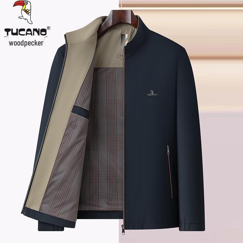 

Woodpecker Men s Stand-Up Collar Velvet-Thickened Warm Jacket for Middle-Aged & Elderly - Ideal for Spring & Autumn 4XL (160-180 jin)