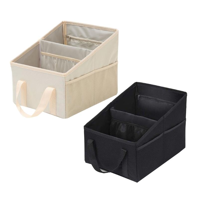 Flexible Oxford Fabric Car Organizers Storage Box With Handle for Tools Groceries Convenient Transport Neat Inner Spaces
