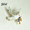 Olive Branch Brooch Pin Symbolic Peace Pigeon Design Zinc Alloy