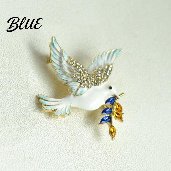 Olive Branch Brooch Pin Symbolic Peace Pigeon Design Zinc Alloy
