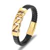 Cross Style Classic Handmade Leather Chain Braided Men Bracelets Fashion Magnet Clasp 316L Stainless Steel Wristband