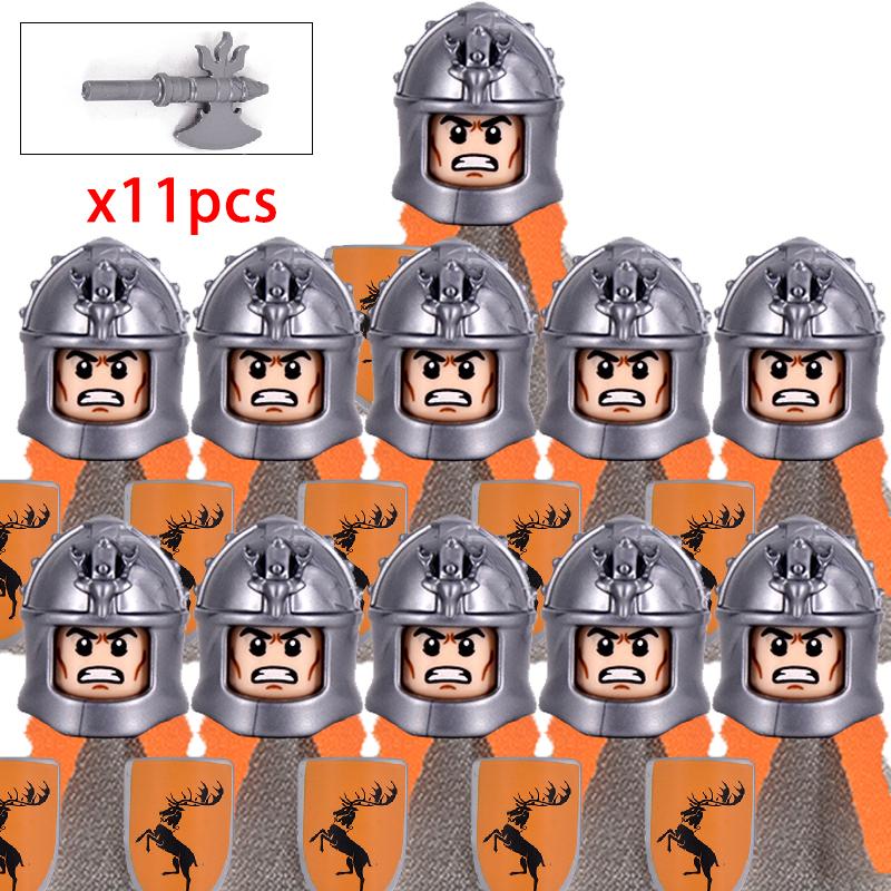 MOC Creative Medieval Game Valley Kinghts Ailin Guard Figures Warrior Armored Soldiers Army Weapons Helmet Blocks Bricks Toys