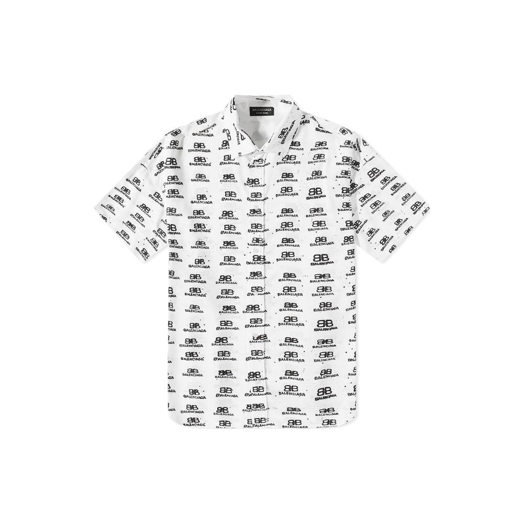 Balenciaga Hand Drawn Bb Icon Oversize Viscose Shirt 725382TNL889040