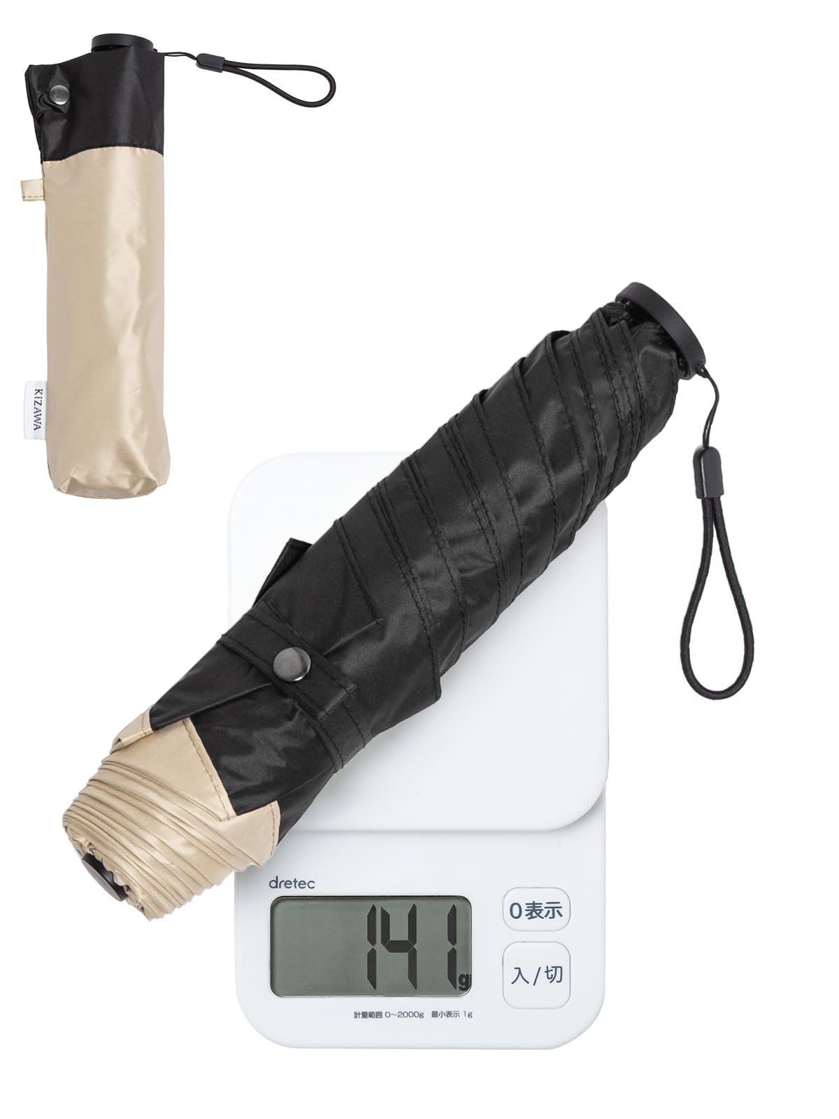 

KIZAWA Складной карбоновый 6 УФ-свет Подходит для солнца и воды уровня 5 Полный свет Тепло Тепло Бежевый x Черный Зонт от солнца, Ультралегкое волокно, Ребра,