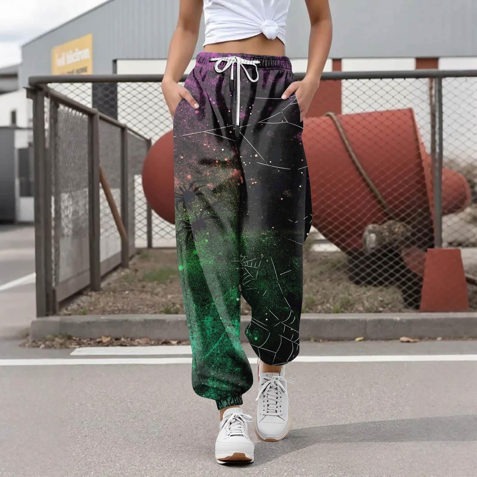 

Women s Casual Fashion Halloween Printed Leisure Pants Sweatpants Trousers Drawstring Elastic Waist Drawstring Drawstring Pants L темно-зелений колір