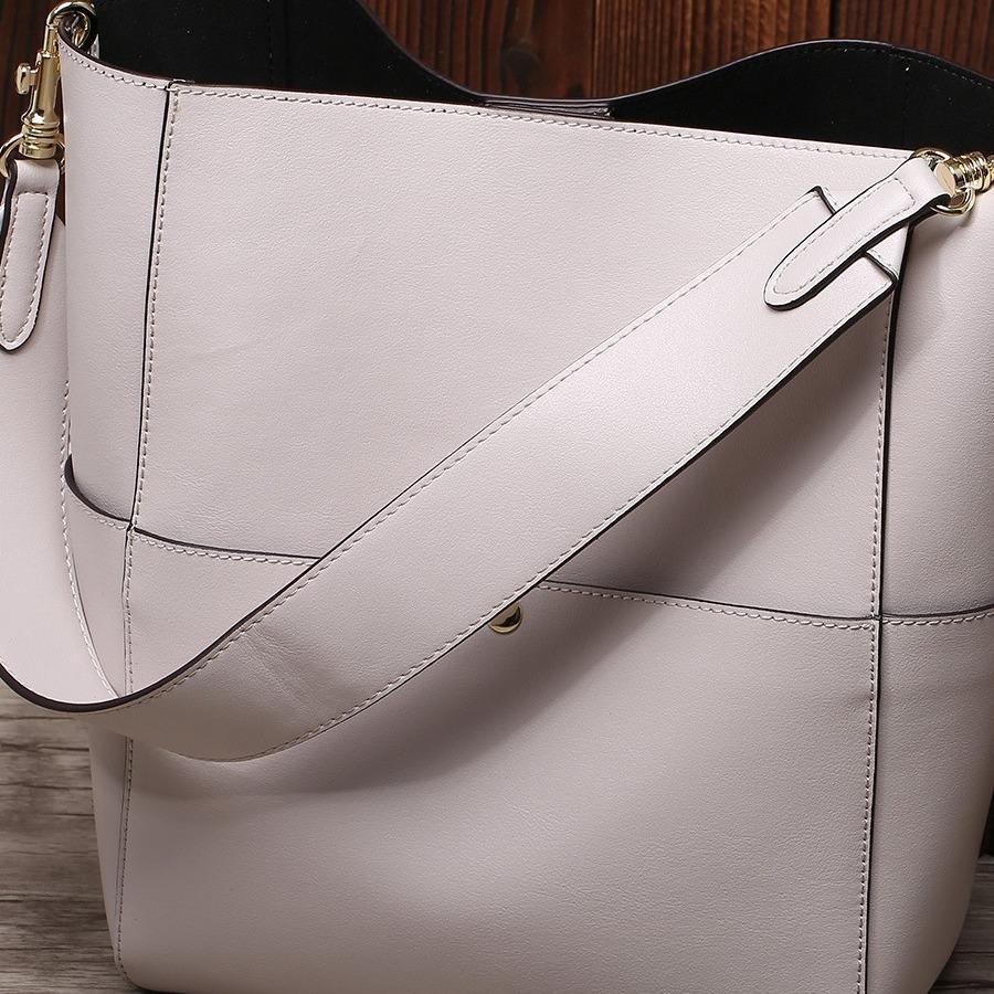 New Women's Bag Leather Cowhide Bucket Bag Shoulder Portable Shopping Trend Bag