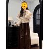 2025 Winter Chinese Fashion Floral Coat with High-Waisted Casual Pants Two-Piece Set