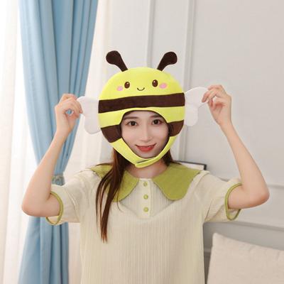 Lovely Expression Short Type Yellow Show Hat Funny 3D Bee Cap Animal Plush Headgear Costume Accessories