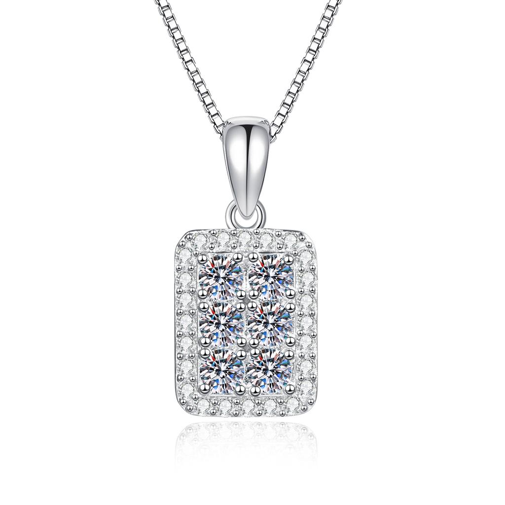 Platinum PT950 Gold Moissanite Necklace with Sparkling Diamonds, Simple and Luxurious, Niche Pendant, Collarbone Chain