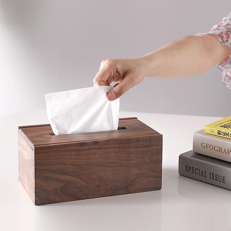 Black Walnut Tissue Box Solid Wood Napkin Holder Simple Storage for Living Room