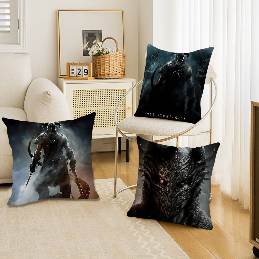 Spiel S-Skyrims The Elder S-Scrolls V Kissen Geschenk Heim Büro Dekoration Schlafzimmer Sofa Auto Kissenbezug Hülle 45X45