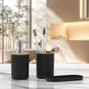 Ensemble de salle de bain en bois de bambou: Comprend Bouteilles, Brosse de Toilette, Porte-Brosse à Dents, Poubelle - 3 Pièces.