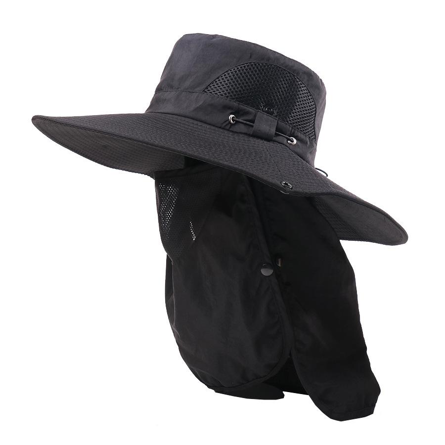 Outdoor sunscreen cap men's new summer sunshade face protection shawl removable big eaves neck protection mountaineering fisherman hat