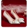 Pointed High Heels Wedding Shoes Women's 2025 New Xiuhe Wedding Dress Two Wear Bride Shoes Champagne Stiletto Bridesmaid Shoes Spring