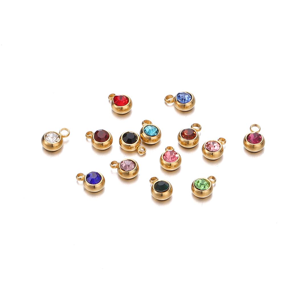 20 Stück 6mm Edelstahl Strassperlen Goldfarbe Kristall Anhänger für DIY Halskette Armband Charm Schmuckherstellung