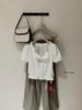 Spring/Summer Women's Puff Sleeve Lace-up Waist Cinching Cropped Shirt