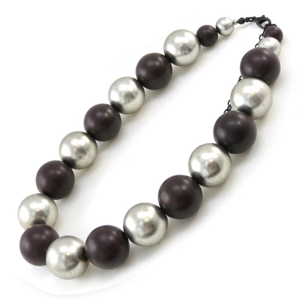 Les Trésors De Lily [C8828] - Collier Créateur 'Métisse' Marron Chocolat Argenté