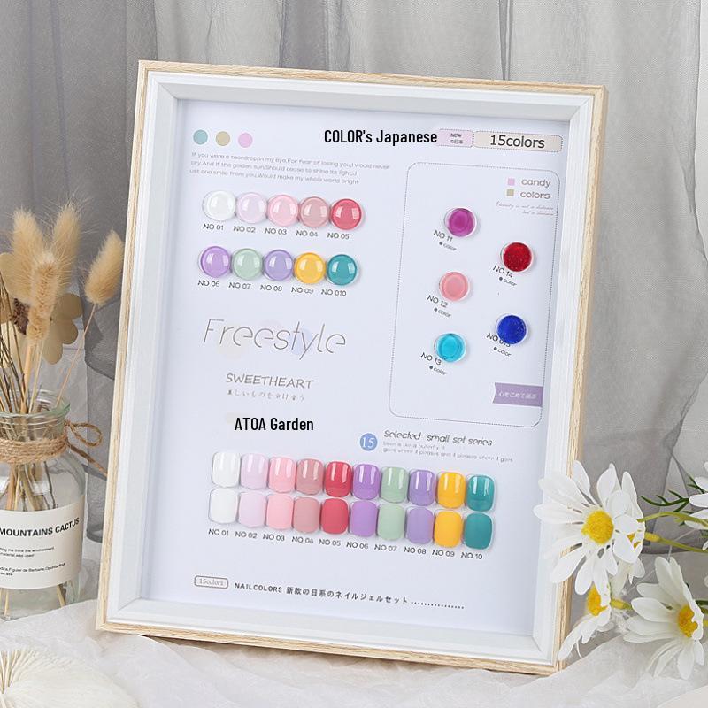 10" Japanese Wooden Nail Art Photo Frame with Nail Tips Display for Gel Polish Chart