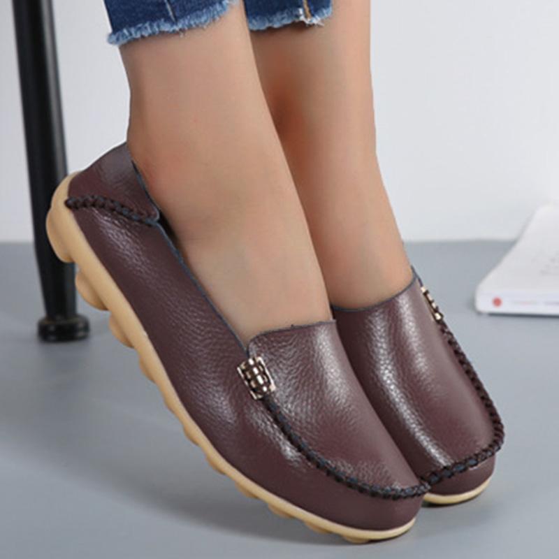 Mode Damen Flats Echtleder Freizeitschuhe Frau Mokassins Damen Slipper Krankenschuh Slip-On Schuhe Damen Übergröße Ballerinas