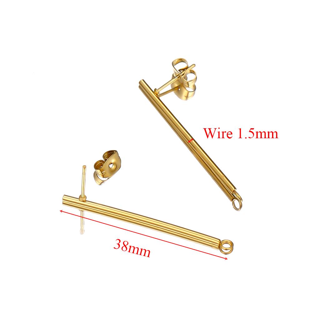 10pcs Gold Color Fashion Women Earrings Findings Stainless Steel Stud Earring Long Stick Connector Pendant DIY Jewelry Making