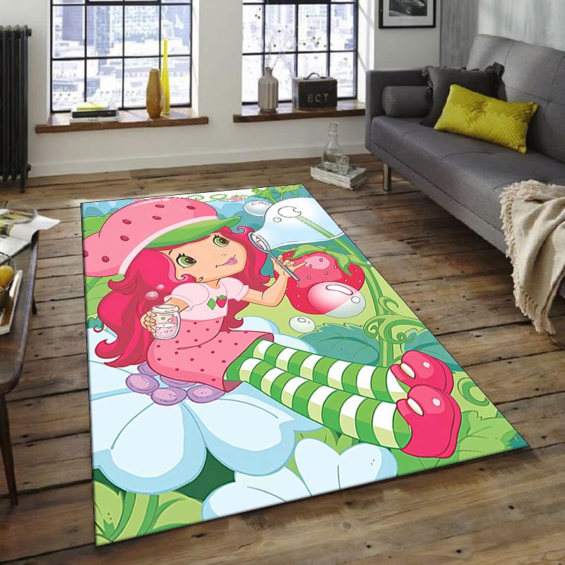 1pc Strawberry Princess4 Design Area Rug - Non-Slip, Soft & Cozy Floor Mat for Living Room, Bedroom, Office - Indoor/Outdoor Decorative Carpet