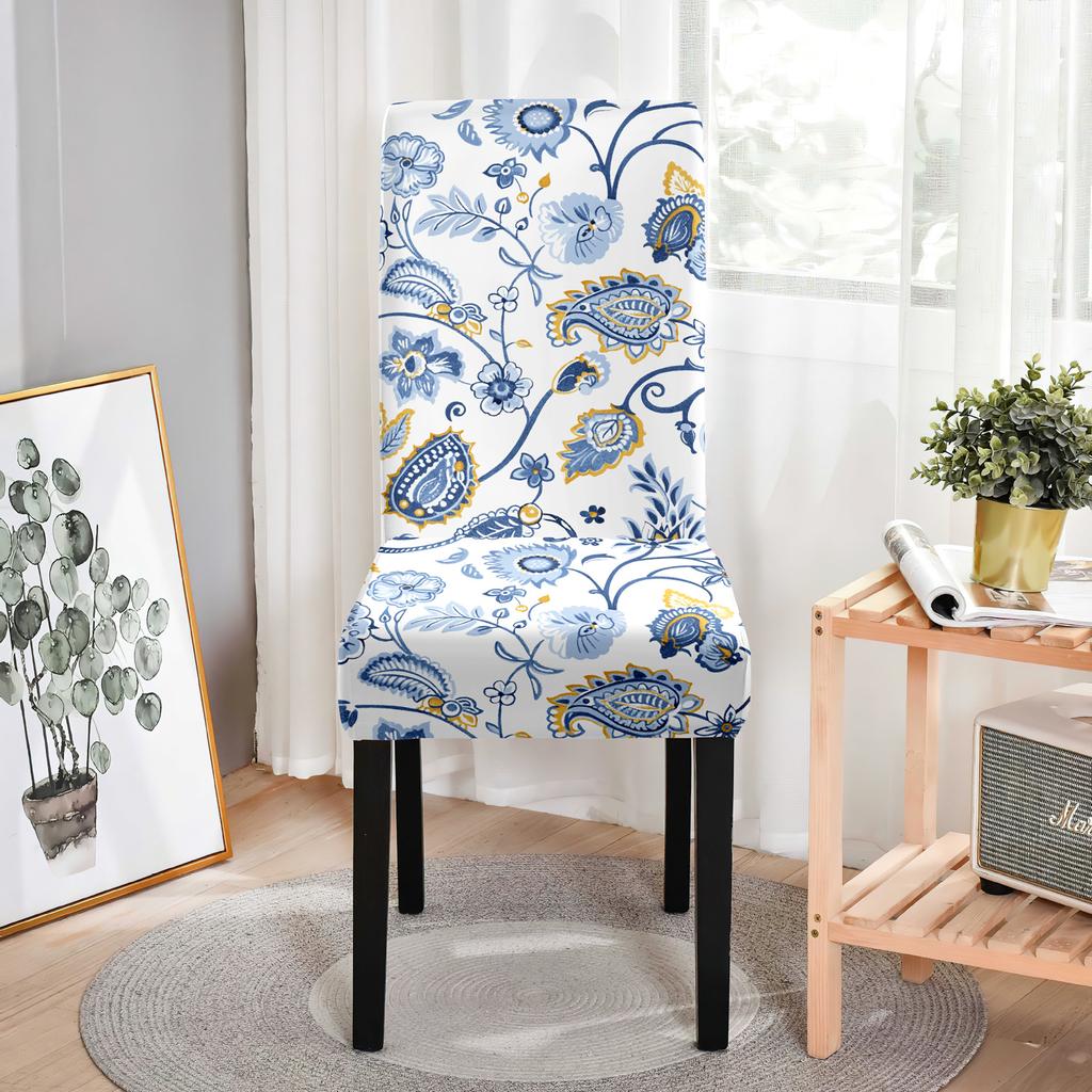 Minimalist Printed Chair Cover Botanical Floral Pattern Non-Slip Odorless Seat Cover Home Hotel Universal Elastic Chair Cover