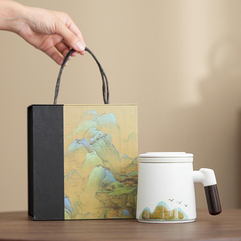 High-end national style new Chinese style tea brewing office cup tea separation business tea set creative portable gift