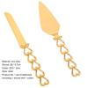 2Pcs/Set Cake Cutter Rust-proof Multi-purpose Heart Shape Handle Golden Wedding Cake Knife Server Set for Party Cooking Baking