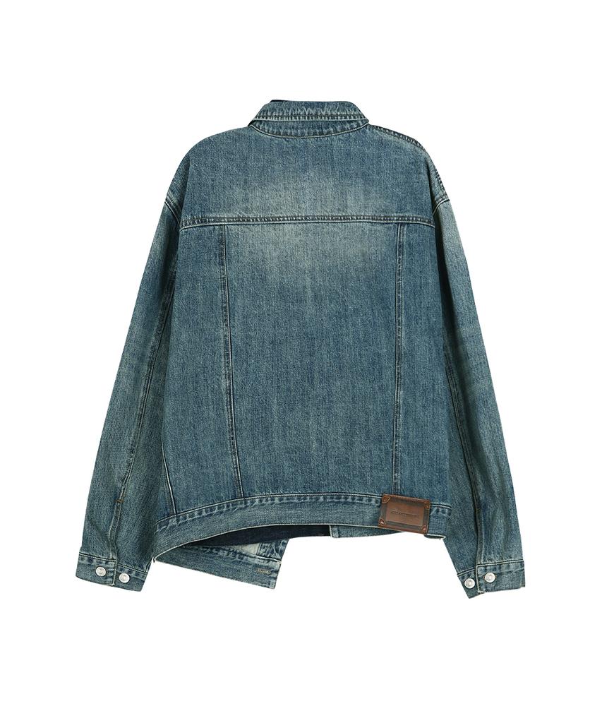Adsb Andersson Bell Unisex Asymmetric Layered Denim Jacket Awa747U(Blue)