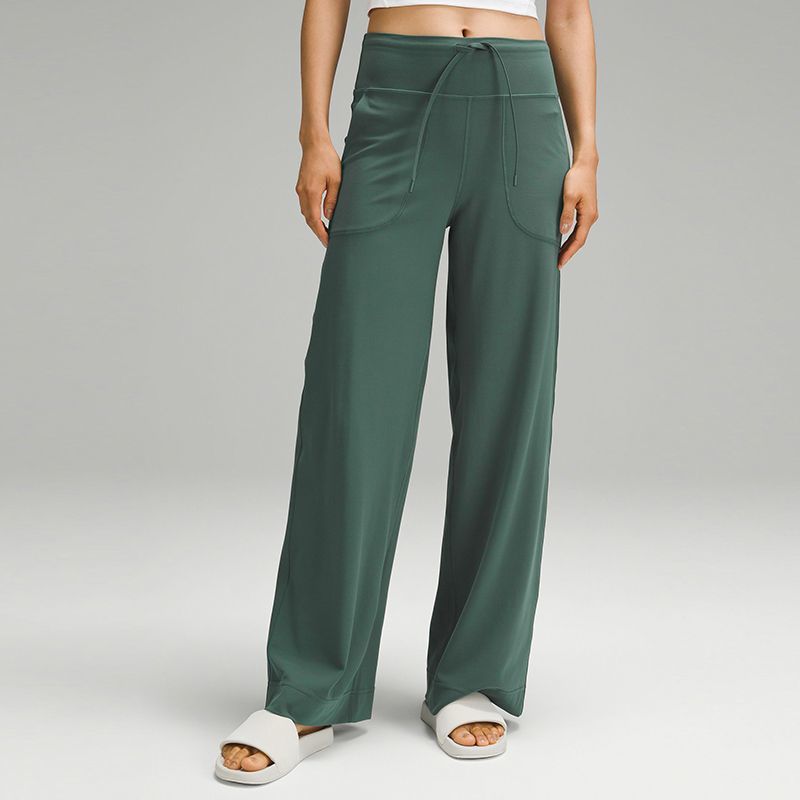 

Женские свободные спортивные брюки с широкими штанинами | Утягивающие эластичные брюки с высокой посадкой для танцев, бега, фитнеса 2XL темно-зеленого